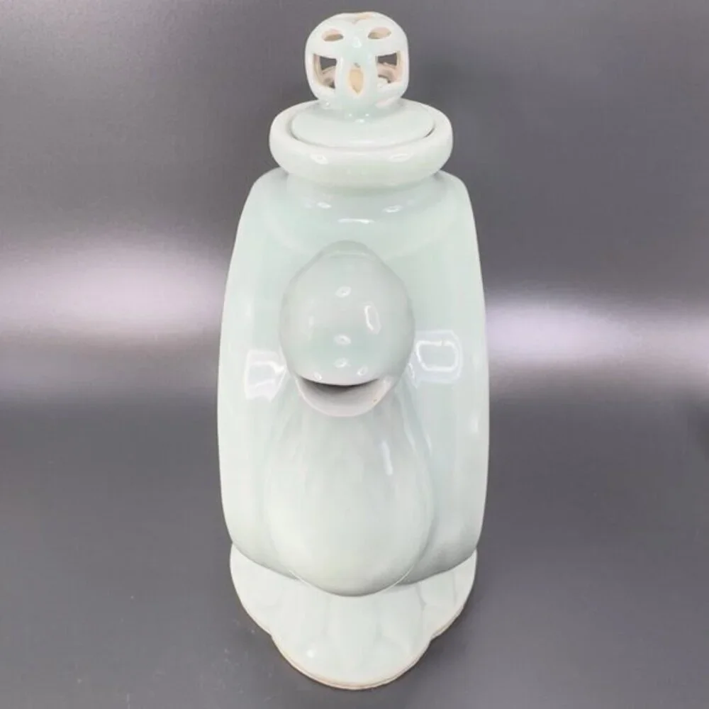 Vintage Chinese Celadon Teapot Phoenix Articulated‎ Lid Jug Carafe Light Green